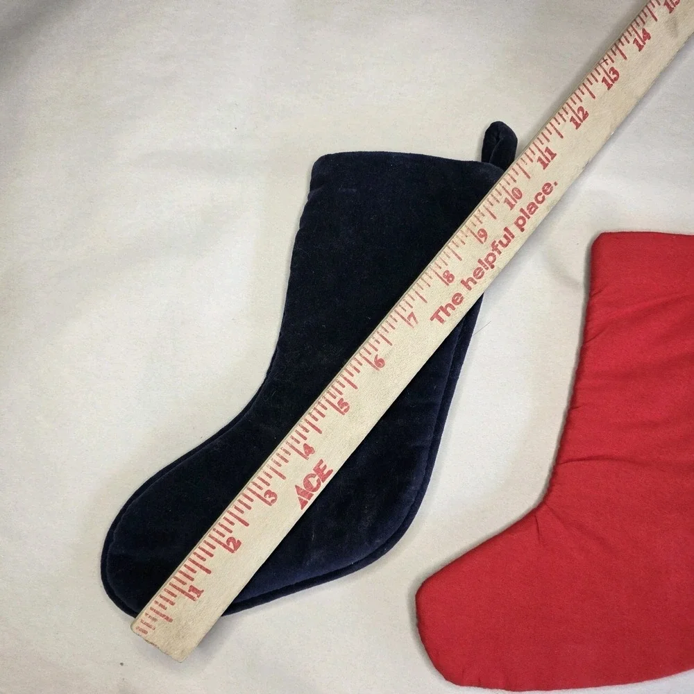 Lot 2 Vintage Small Size needlepoint christmas stockings Geometric‎ & Geese